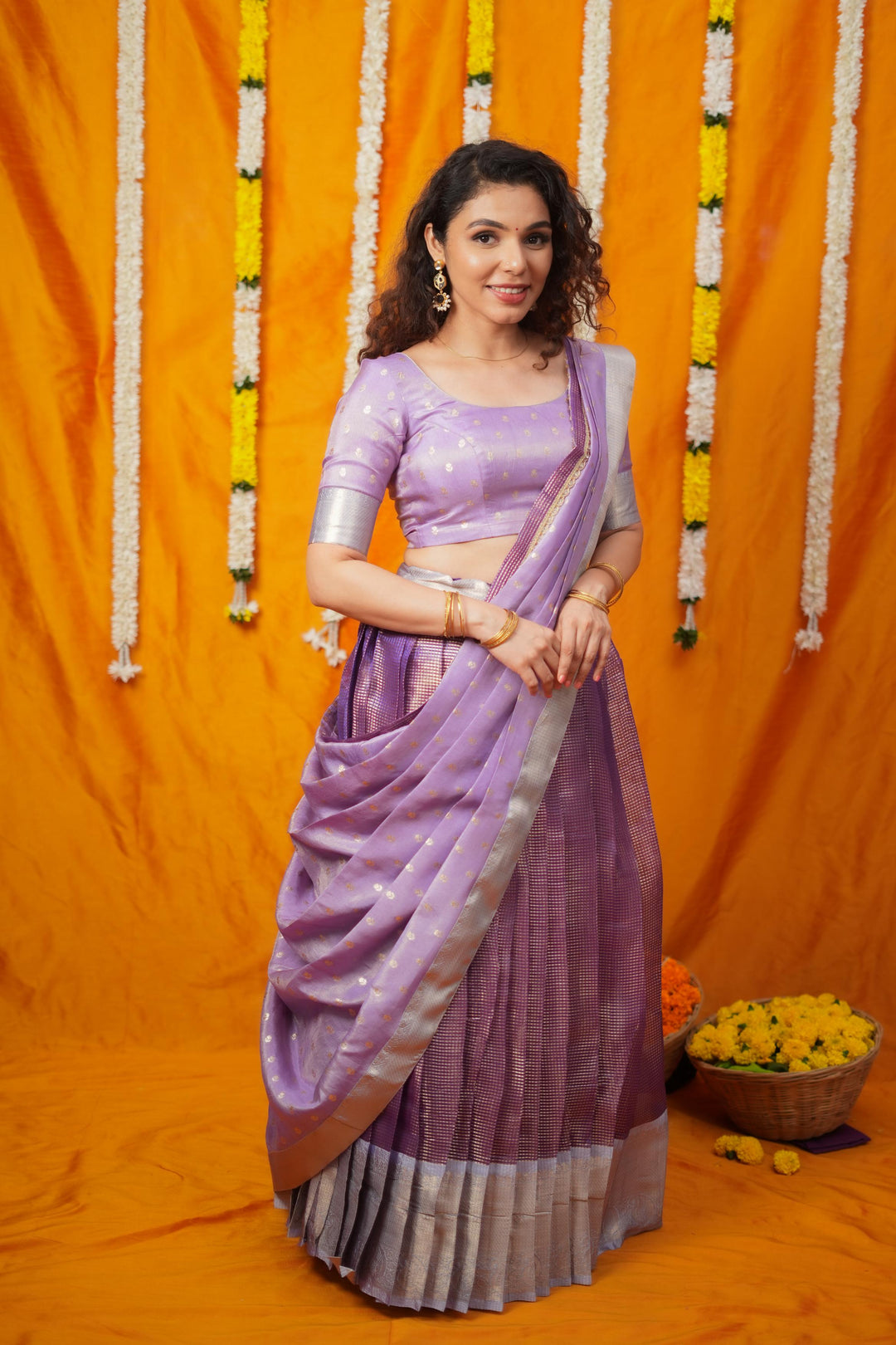 Disha Lavender Handwoven Lehenga Set | Made To Order