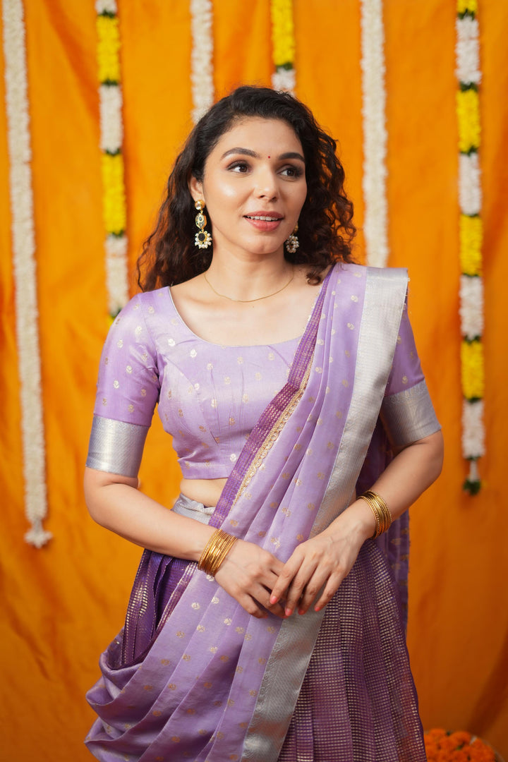 Disha Lavender Handwoven Lehenga Set | Made To Order