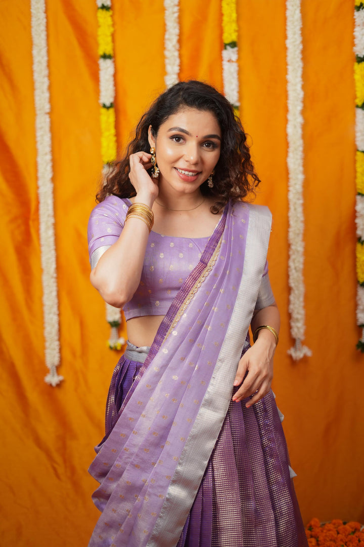 Disha Lavender Handwoven Lehenga Set | Made To Order