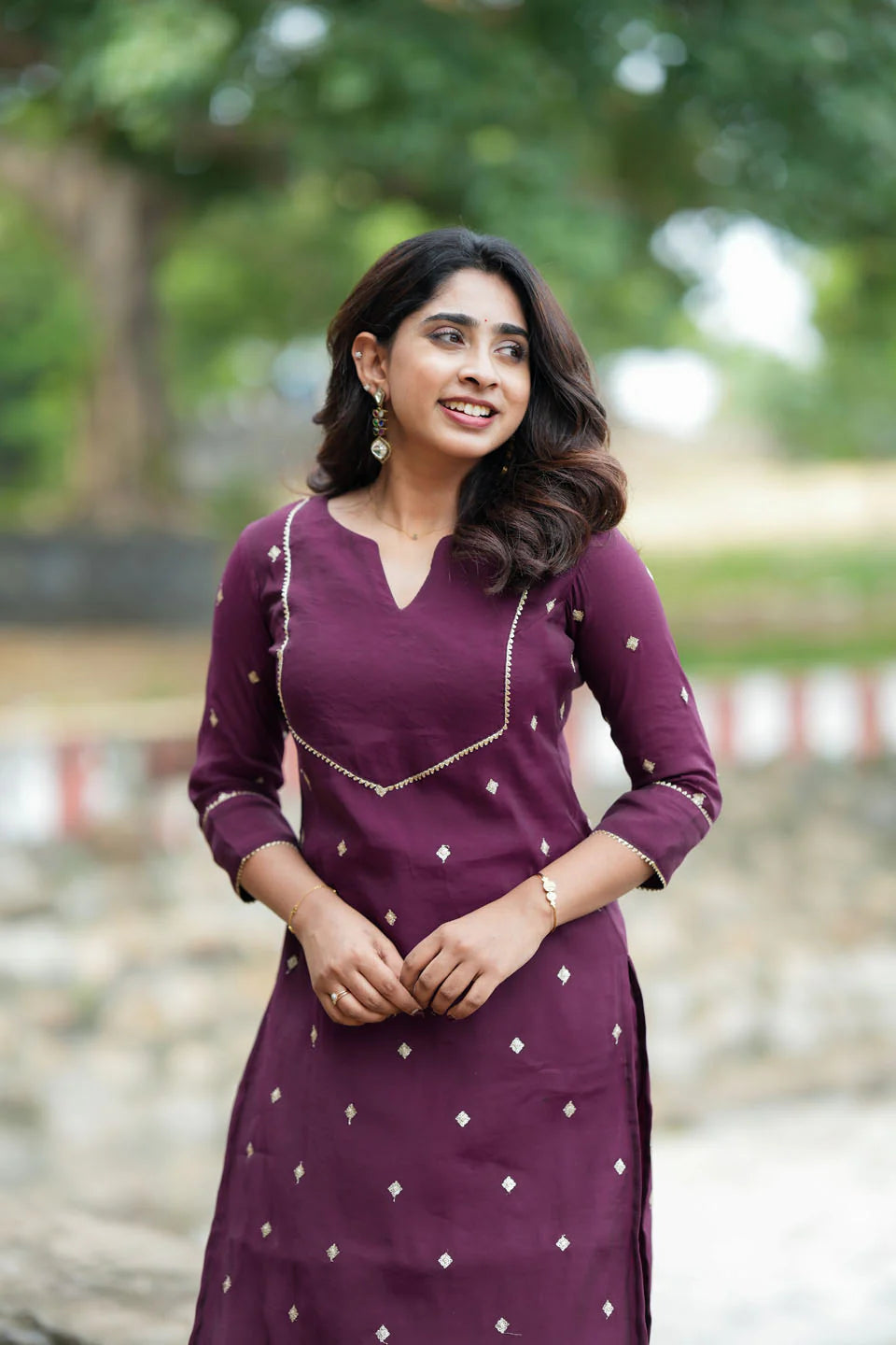 Meera Wine Kurti Set (Set of 2) | Made To Order