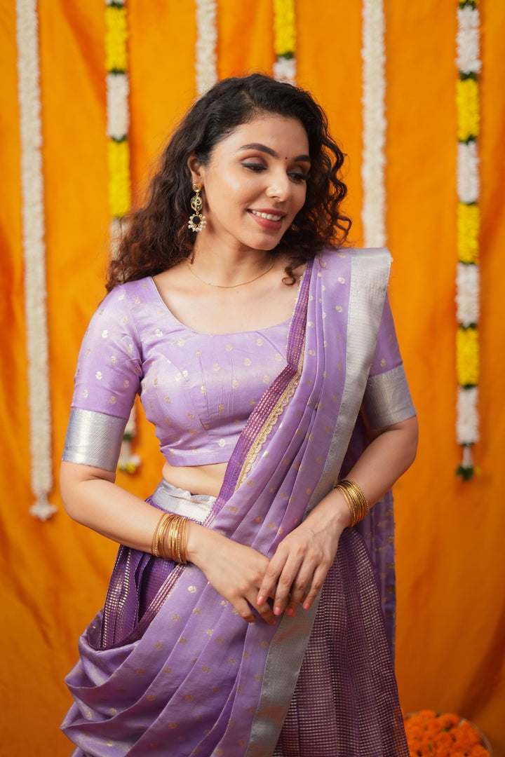 Disha Lavender Handwoven Lehenga Set | Made To Order