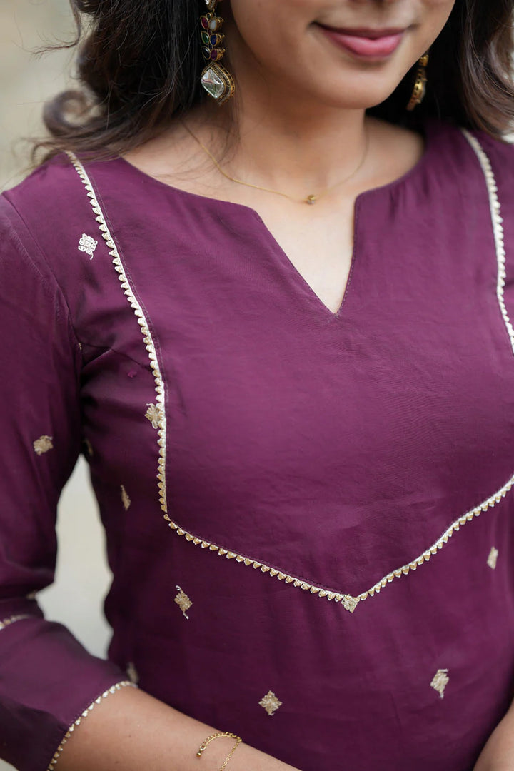 Meera Wine Kurti Set (Set of 2) | Made To Order