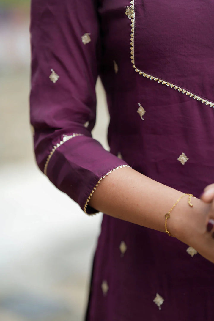 Meera Wine Kurti Set (Set of 2) | Made To Order