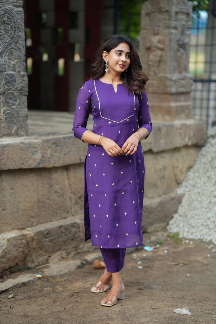 Meera Violet Kurti (Set of 2) | Made To Order