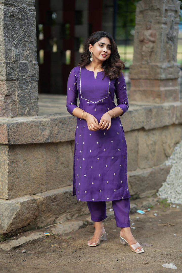 Meera Violet Kurti (Set of 2) | Made To Order
