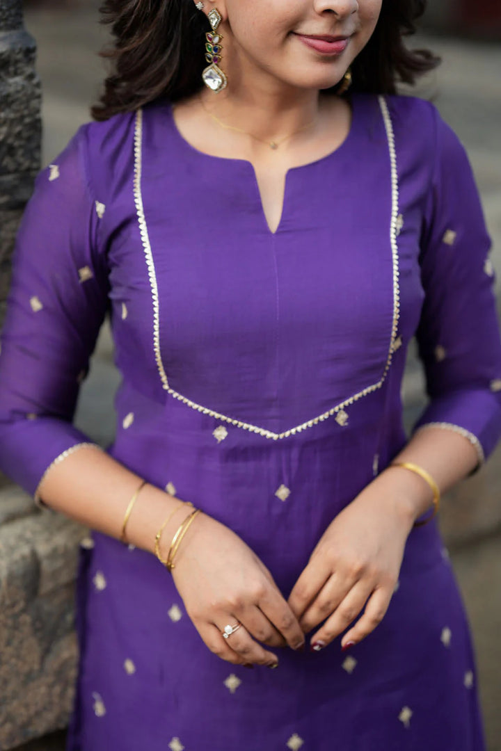 Meera Violet Kurti (Set of 2) | Made To Order