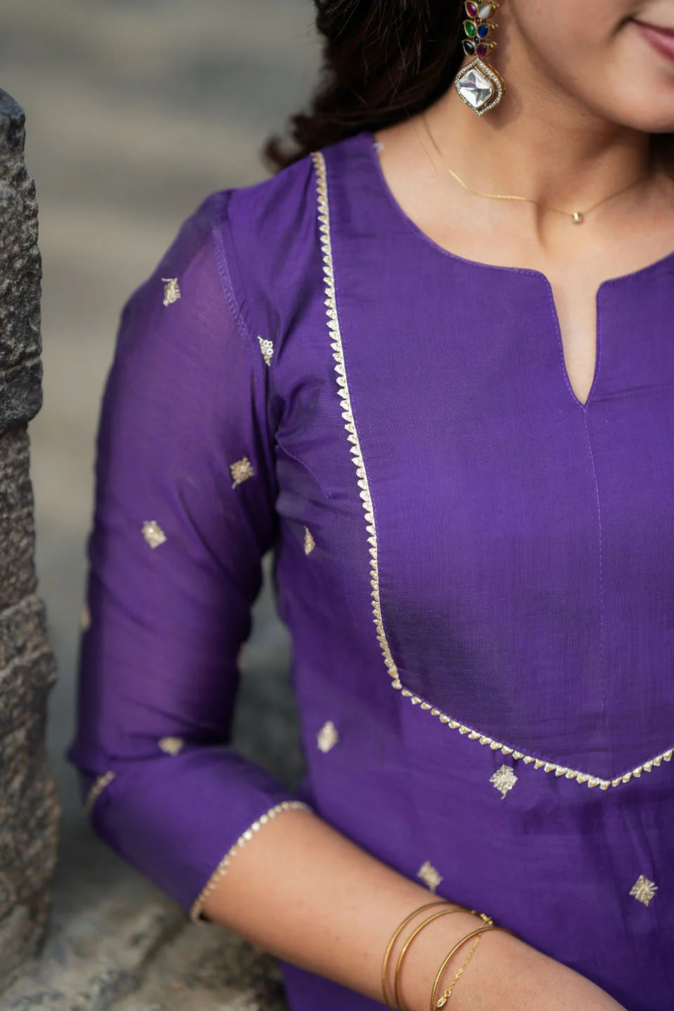 Meera Violet Kurti (Set of 2) | Made To Order