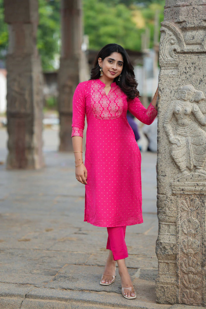 Pravya Pink Kurti Set (Set of 2) | Made To Order