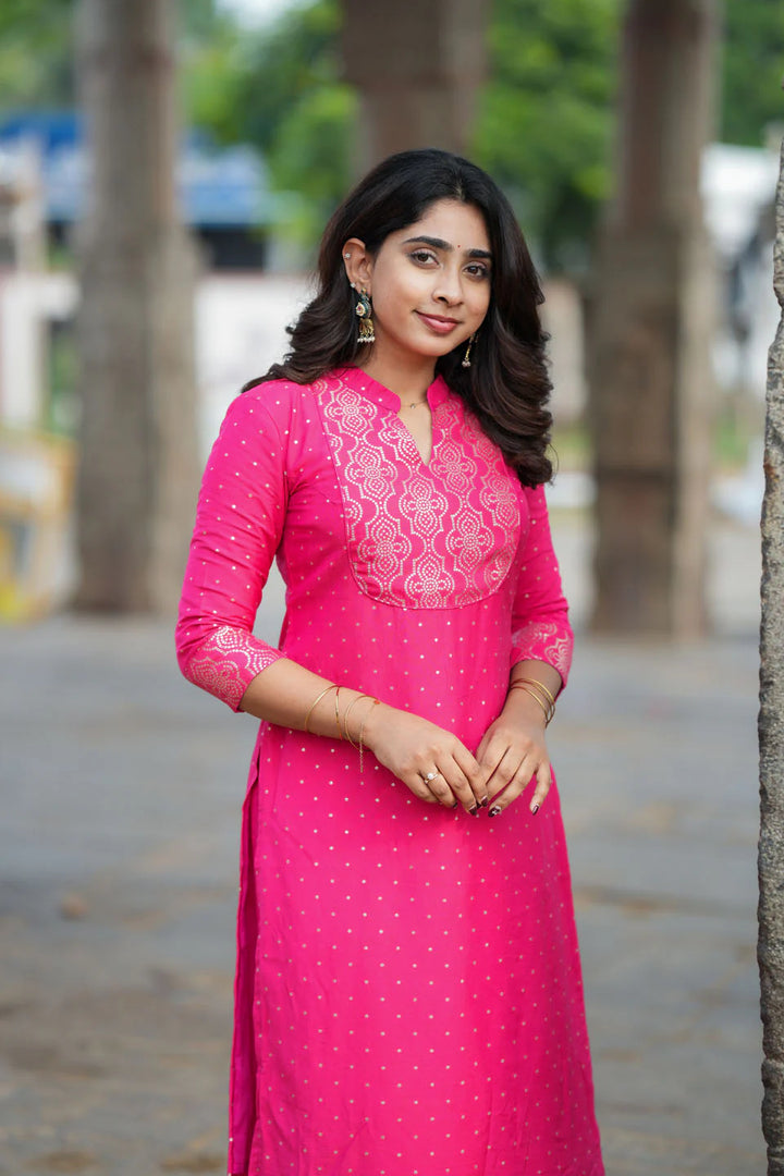 Pravya Pink Kurti Set (Set of 2) | Made To Order