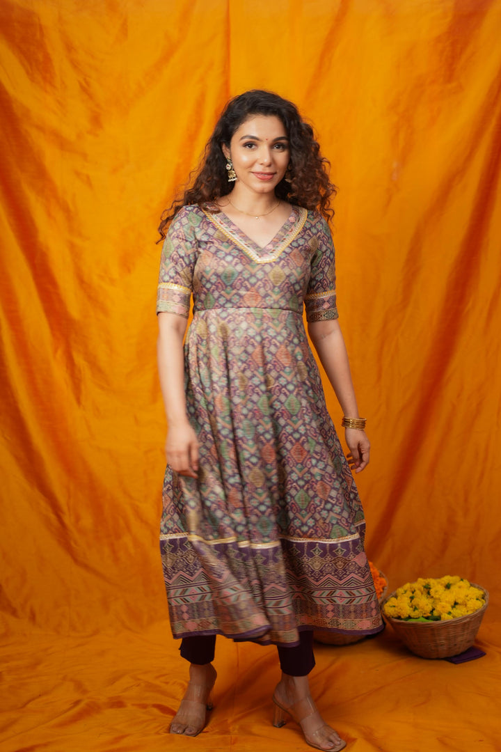 Nivriti Woven Multi-Coloured Anarkali Kurta Set | Made To Order