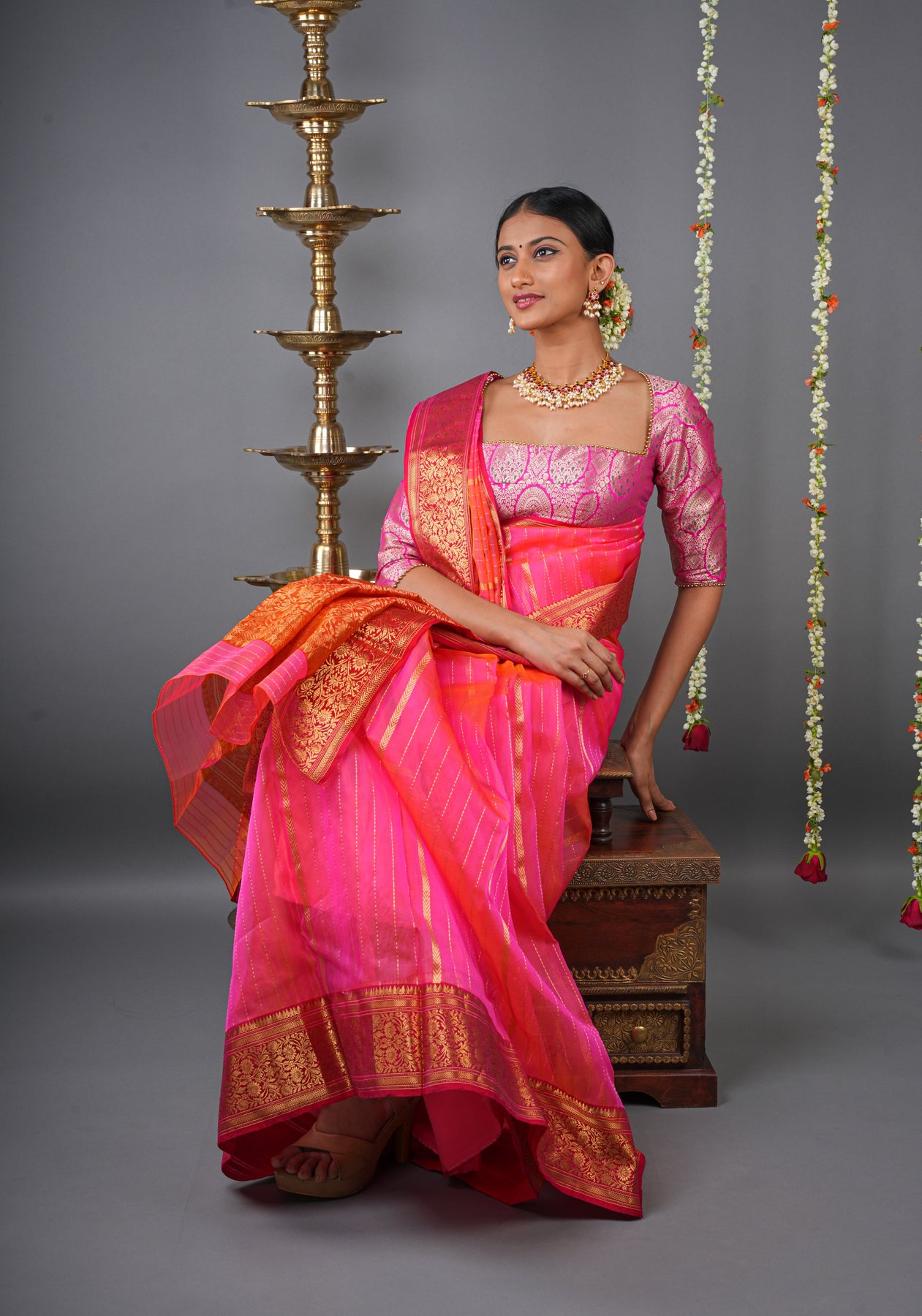 Kalyan Silks Striped Silk Cotton Saree - Absolutely Desi