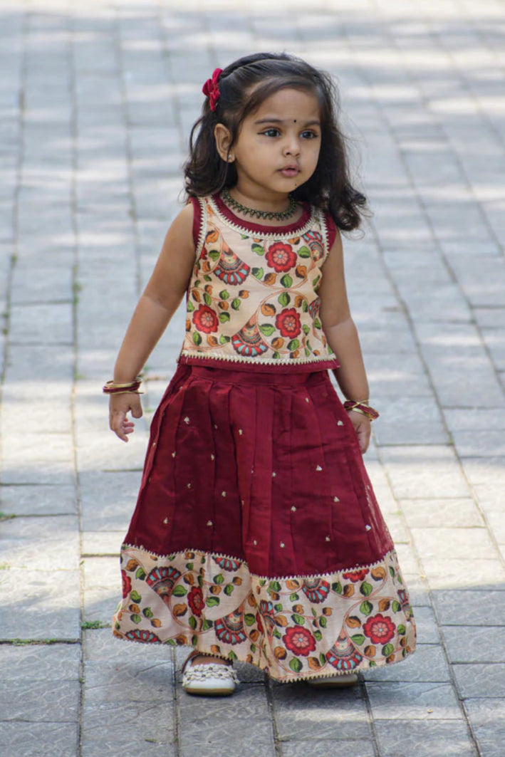 Maroon Mania Lehenga and Top set for Girl Kid Made To Order