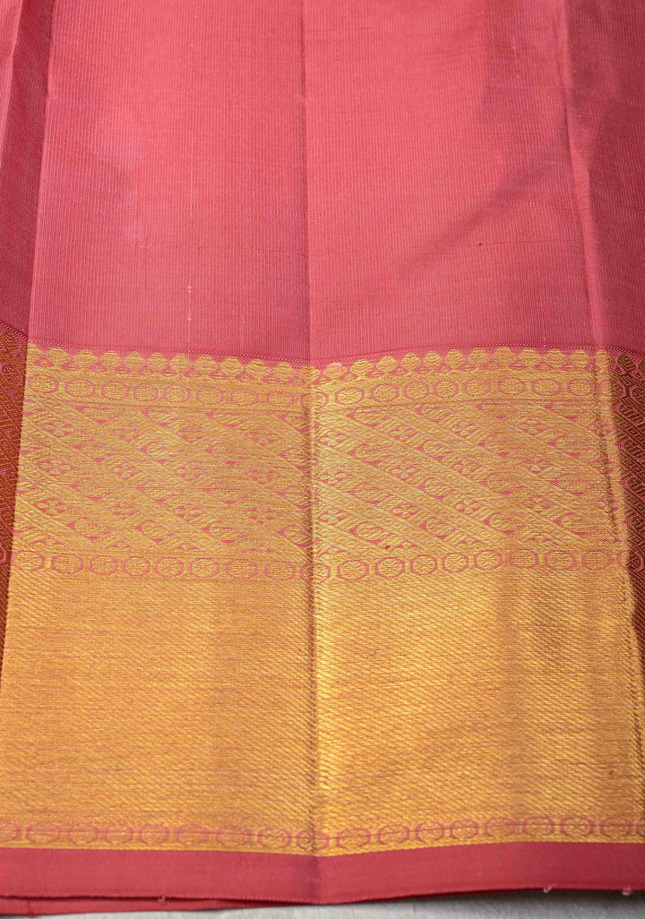 Rose Pink Kanjivaram Pure Silk Saree with Vanasingaram Brocade and Zari Border | SILK MARK CERTIFIED
