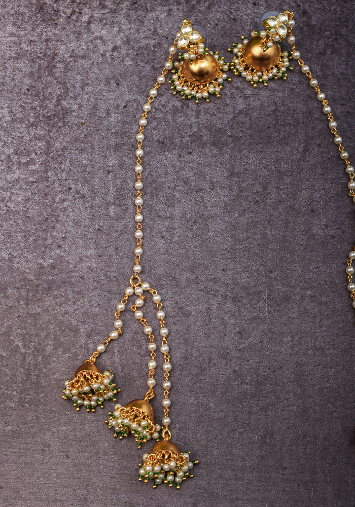 Kashmiri  Durr Jhumka  with Dangling Beads | Shobitam Jewelry