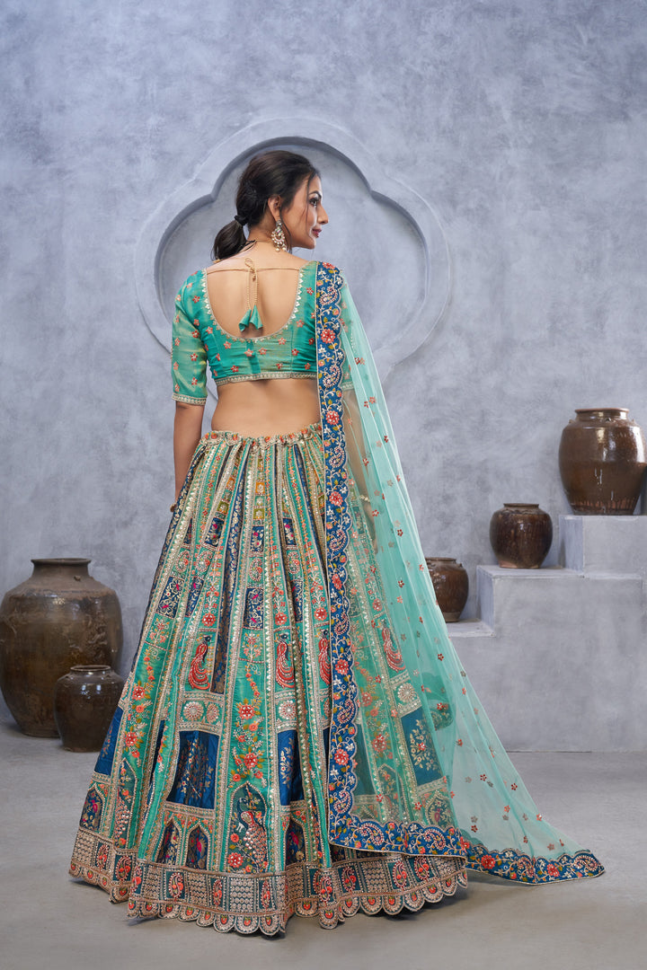Sea Green Embroidered lehenga for Mehendi, Bridesmaid and Special Occasions