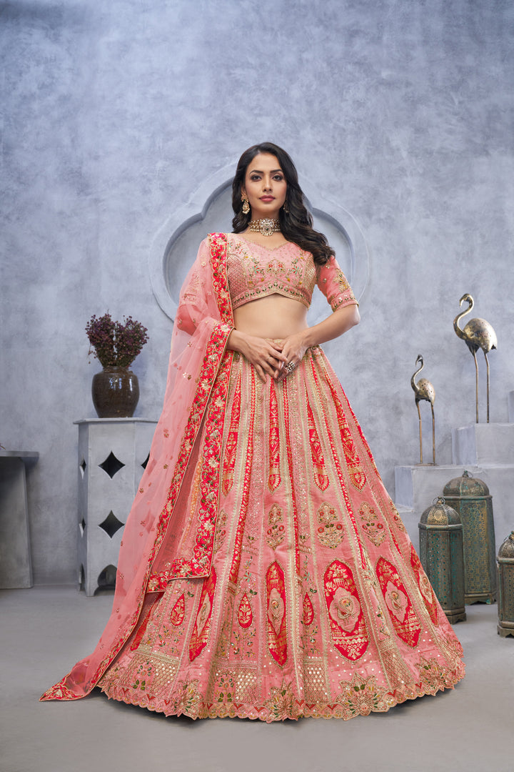 Royal Grace Embroidered Lehenga in Light Pink
