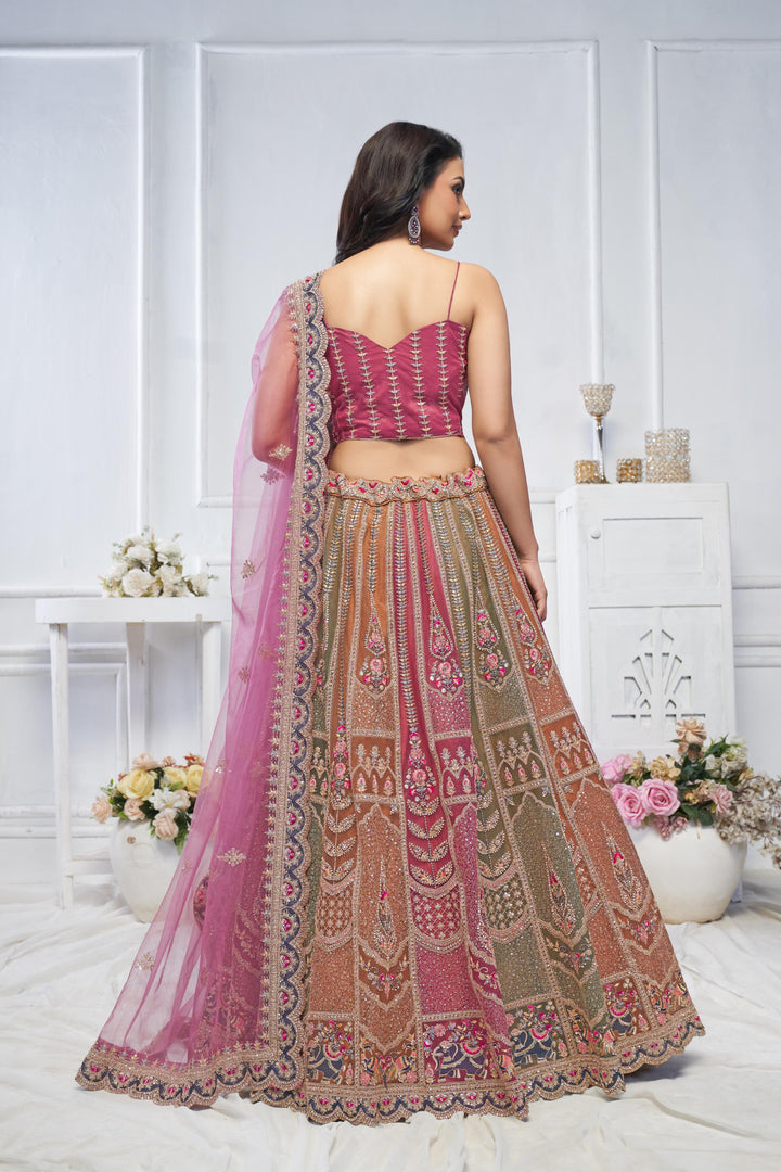 Royal Bloom Multi-Hue Net Lehenga for special occasions | Shobitam
