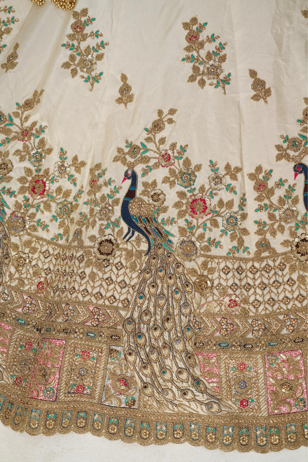 Morvika Ivory Zari Silk Lehenga