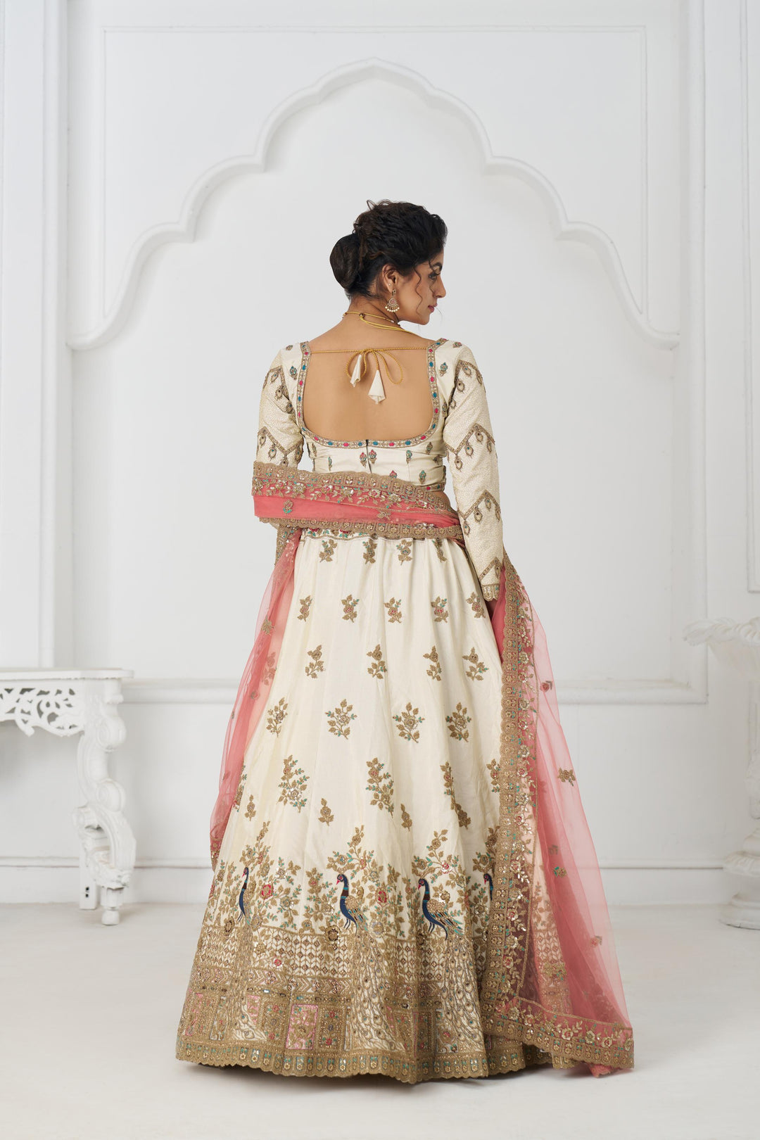 Morvika Ivory Zari Silk Lehenga