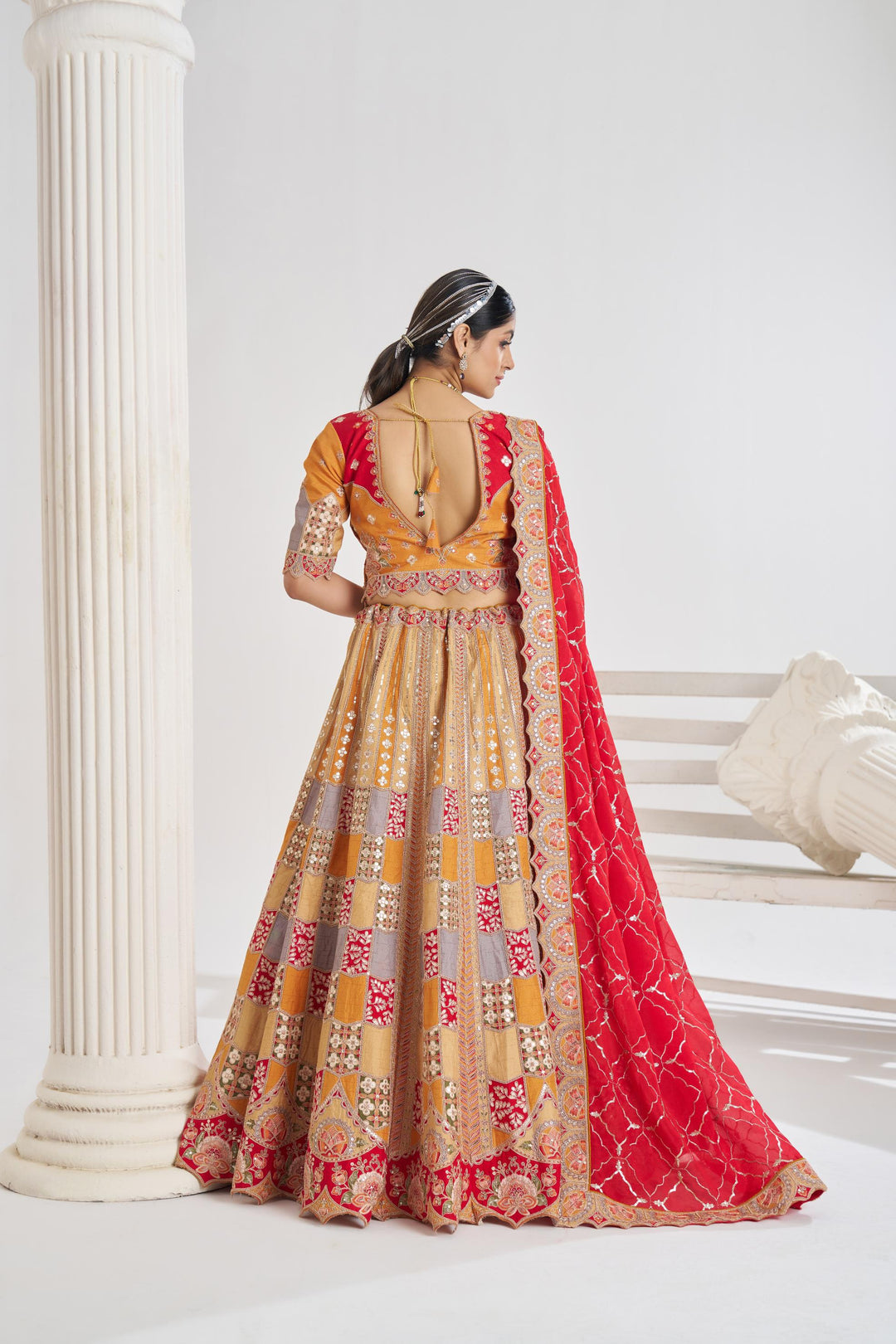 Shambhavi Mustard Dola Silk Lehenga