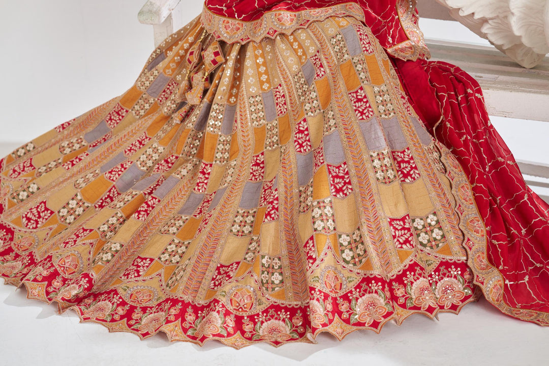 Shambhavi Mustard Dola Silk Lehenga
