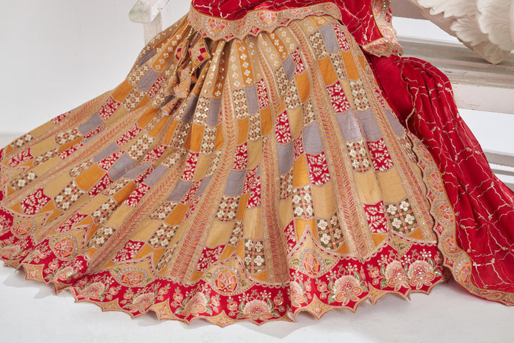 Shambhavi Mustard Dola Silk Lehenga