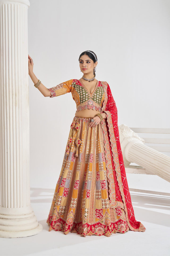 Shambhavi Mustard Dola Silk Lehenga