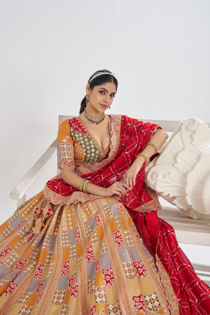Shambhavi Mustard Dola Silk Lehenga