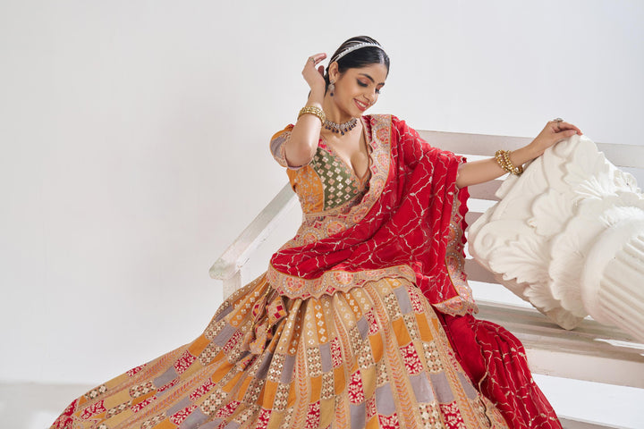 Shambhavi Mustard Dola Silk Lehenga