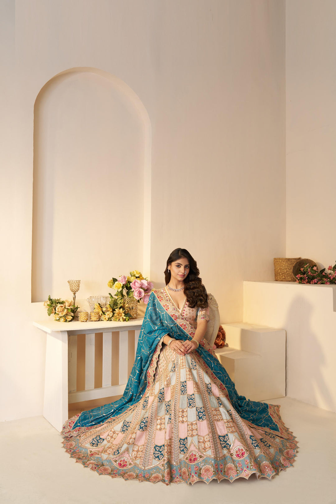 Meher Jaal Embroidered Lehenga in Sky Blue