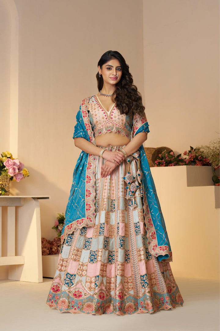 Meher Jaal Embroidered Lehenga in Sky Blue