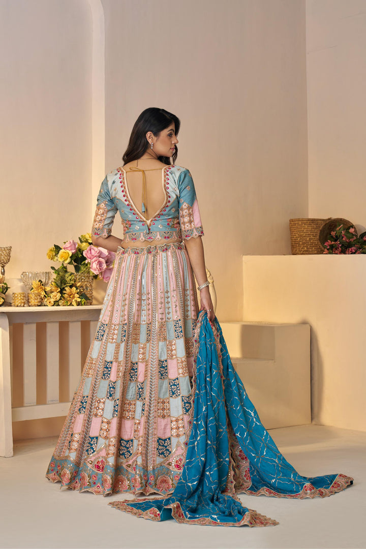 Meher Jaal Embroidered Lehenga in Sky Blue