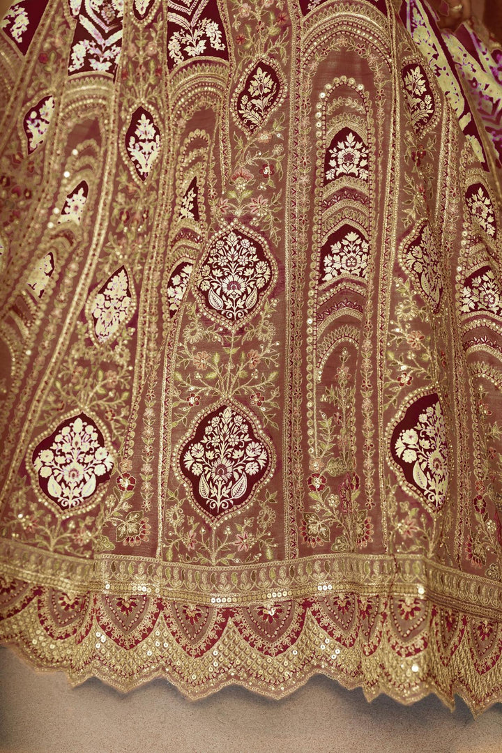 Zehra Mocha Aari Work Lehenga