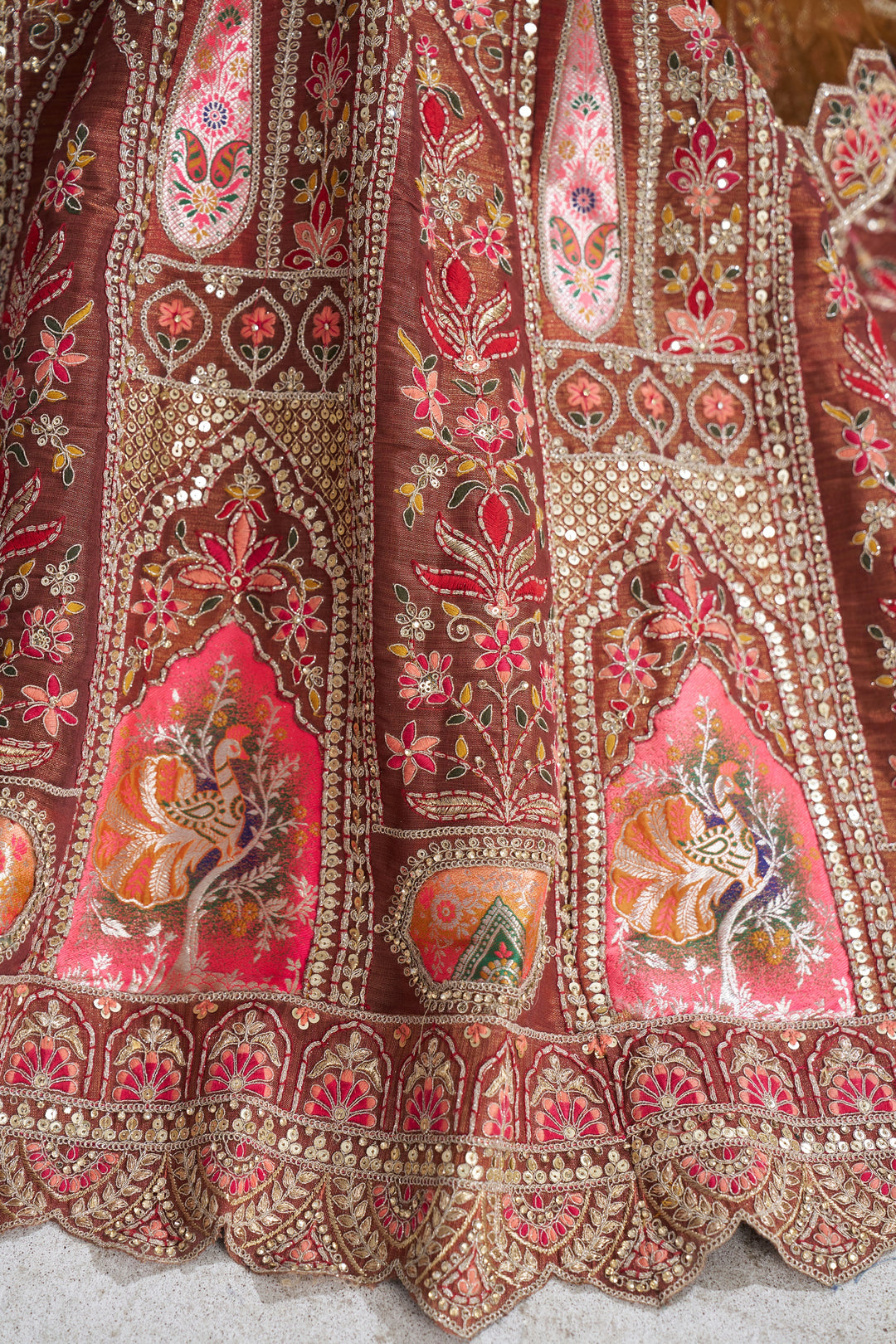 Kavya Aari Embroidered Lehenga in Coffee