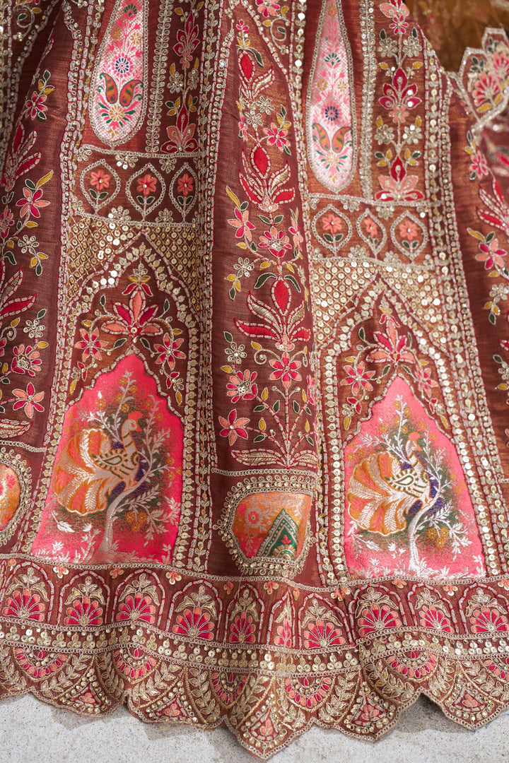 Kavya Aari Embroidered Lehenga in Coffee