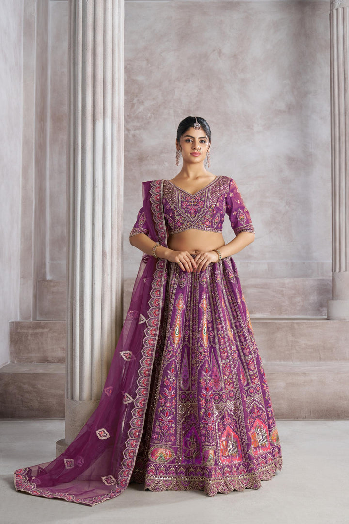 Raag Aari Embroidered Lehenga in Royal Purple