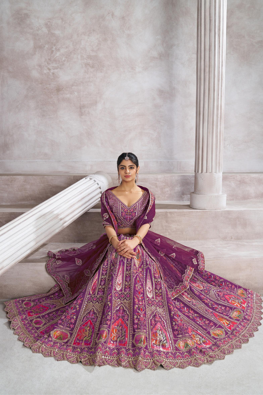 Raag Aari Embroidered Lehenga in Royal Purple