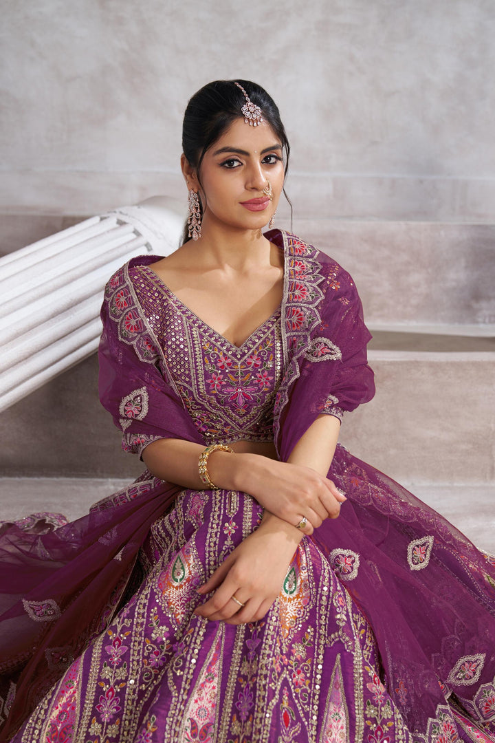Raag Aari Embroidered Lehenga in Royal Purple