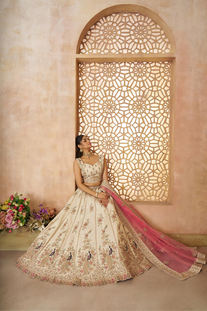 Ivory Blossom Zari Silk Lehenga Set