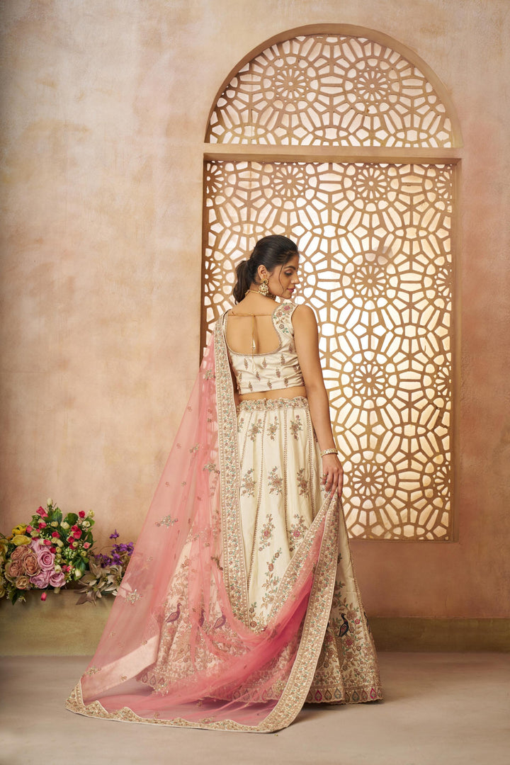 Ivory Blossom Zari Silk Lehenga Set