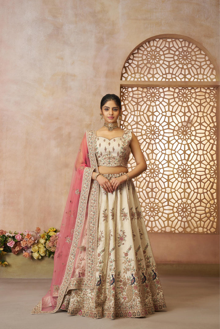 Ivory Blossom Zari Silk Lehenga Set