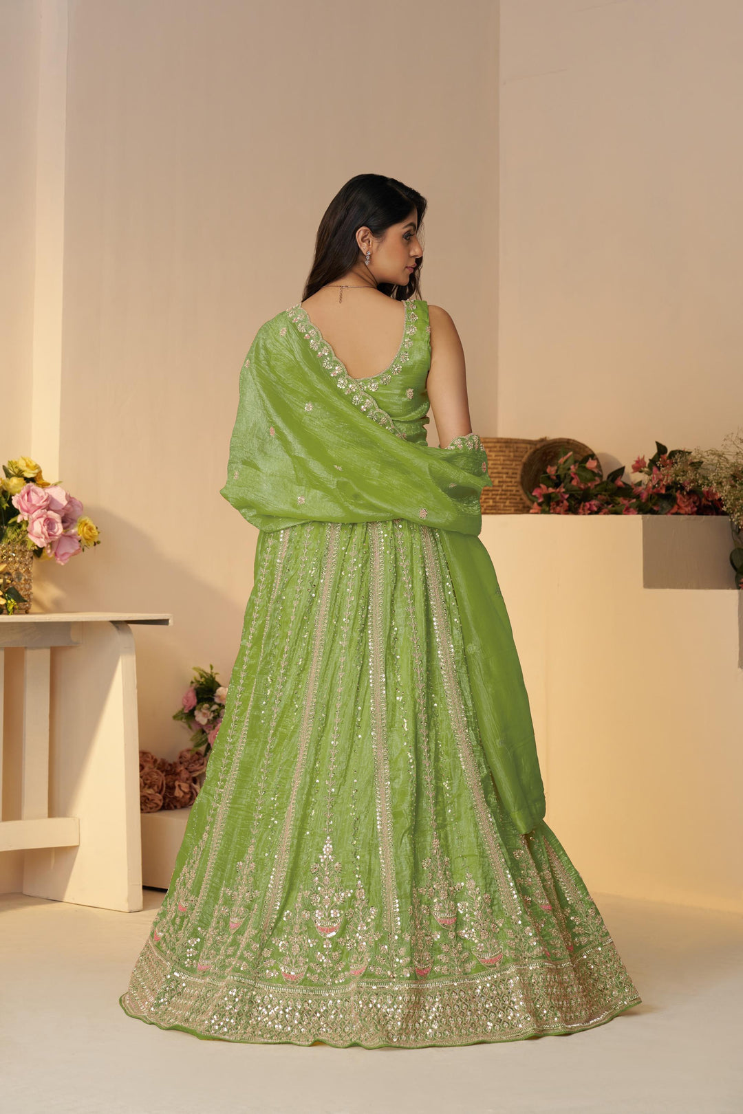 Chandni Lime Glimmer Lehenga