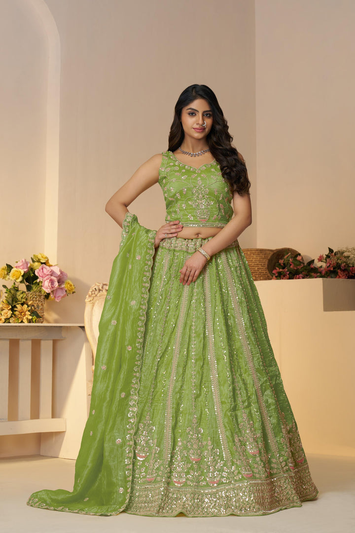 Chandni Lime Glimmer Lehenga