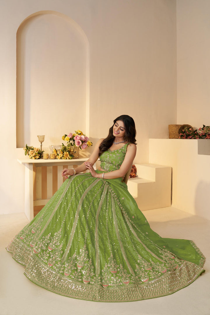 Chandni Lime Glimmer Lehenga