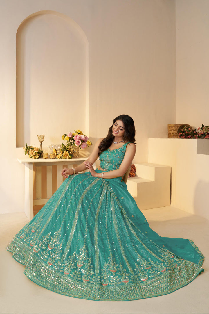 Rimjhim Aqua Shine Lehenga