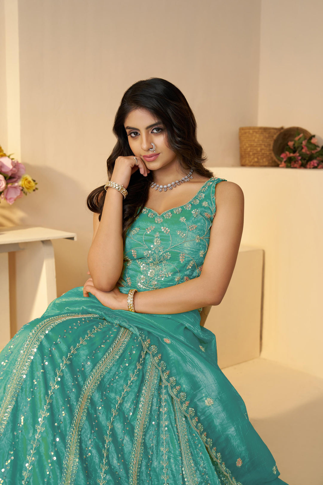 Rimjhim Aqua Shine Lehenga