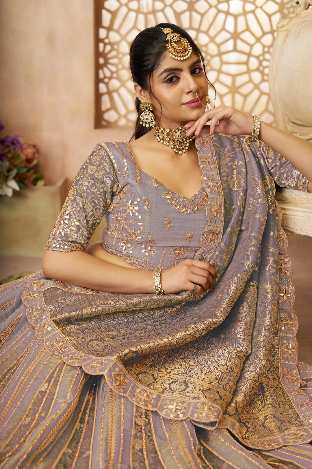 Vasundhara Zari-Tissue Lehenga