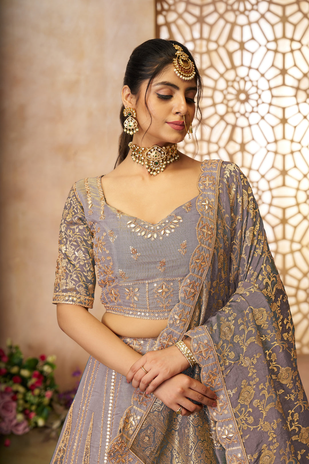 Vasundhara Zari-Tissue Lehenga