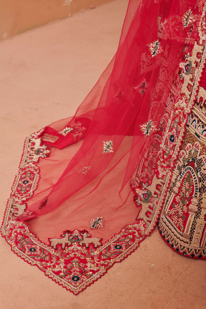 Rajputana Haveli Inspired Lehenga with double dupatta, Customizable, Made to Order