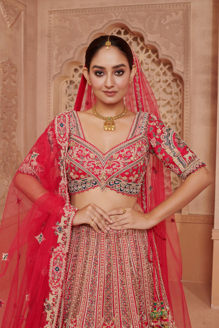 Rajputana Haveli Inspired Lehenga with double dupatta, Customizable, Made to Order